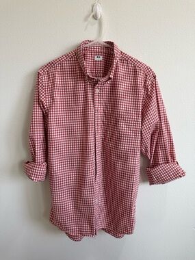 Uniqlo Red and White Gingham Button-Down Shirt